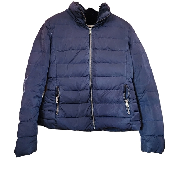 Zara Basic outerwear black anorak puffer  zip up long sleeve winter jacket - Picture 2 of 12